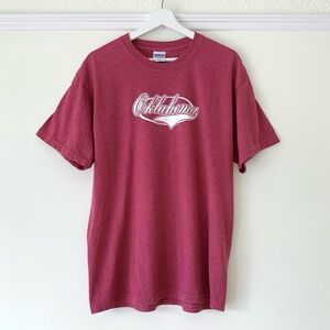 Oklahoma crimson red and white logo short sleeve tee